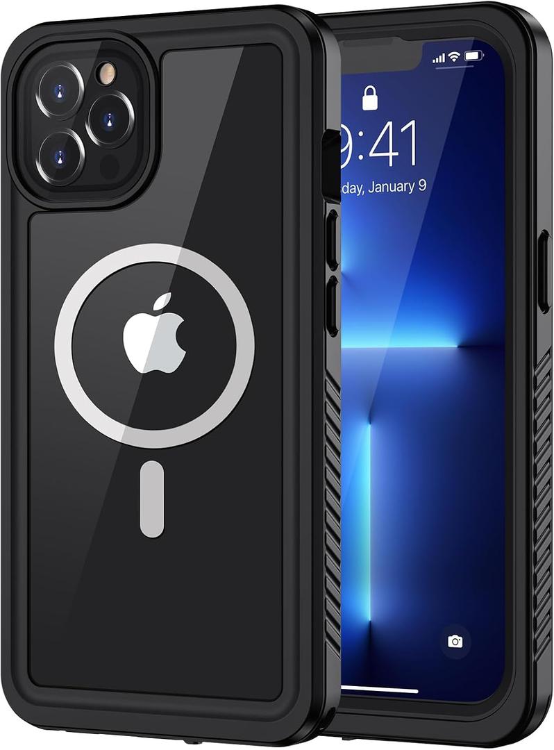Lanhiem Magnetic for iPhone 13 Pro Max Case, Waterproof Dustproof Cover [Built in Screen Protector] [Compatible with MagSafe], Full Body Heavy Duty Phone Case for iPhone 13 Pro Max - 6.7 (Black)