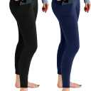 2 Pack Leggings with Pockets for Women, High Waisted Soft Leggings for Yoga Gym (Large-X-Large, Black/Navy Blue)