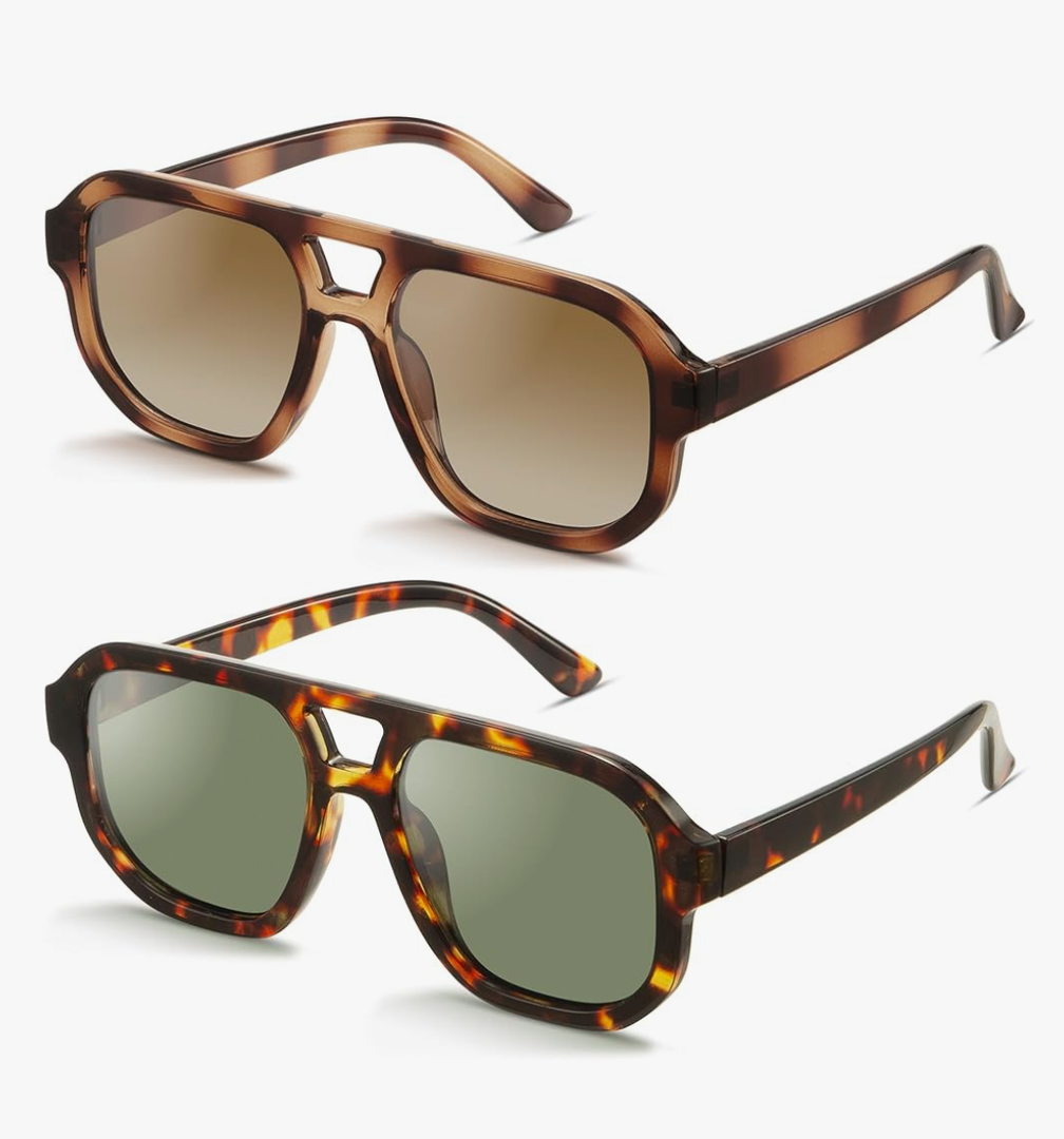 livho Trendy Polarized Square Aviator Sunglasses Women Men Square Eyewear Frame, Retro Sun Glasses for Women Men 2025 Shades