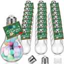 24 Pack Back to School Plastic Light Bulbs Jars with Card and String, First Day of School Gift 100 ml Light Bulb Candy Containers Clear Candy Jars Students Teachers Classroom Reward Gifts