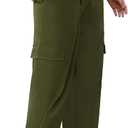 Susclude Cargo Pants for Women - Wide Leg Baggy Pants High Waisted Cotton Pants with Pockets (Green, M)