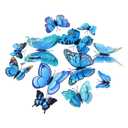 24 PCS 3D Butterfly Decorations With Magnets, Double Layer Magnetic Butterfly Stickers for Room Wall Decor, Party Decorations, Birthday Cake Graduation Cap Refrigerator Decorations (BLUE)
