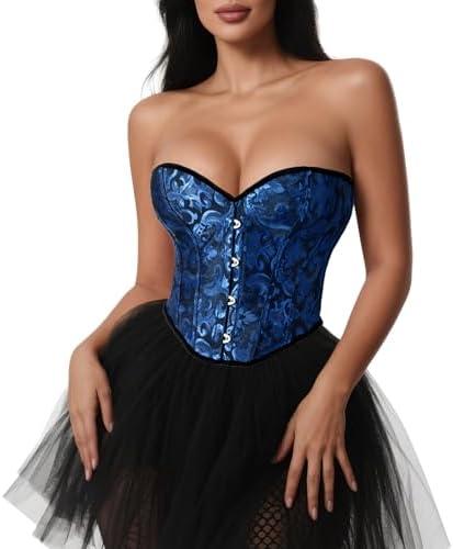 VONMELLI Bustier Corset Top Lace Up Overbust Shapewear Lingerie Cosplay Costume Small