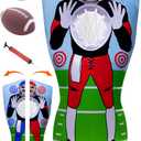 65 Inflatable Football Target Net Toss Game - Double-Sided Throwing Practice Football Stuff with Mini Balls - Backyard Tailgate Party Sports Toy for Kids & Adults (Red/Blue)