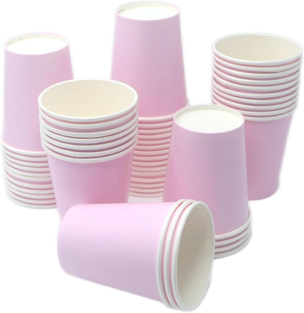 Party Paper Cups [50 Count(Pink)] 8.5 oz, Paper Cups For Weddding,Party(Baby Shower Party,Bachelorette party),Picnic, BBQ, Travel, and Event