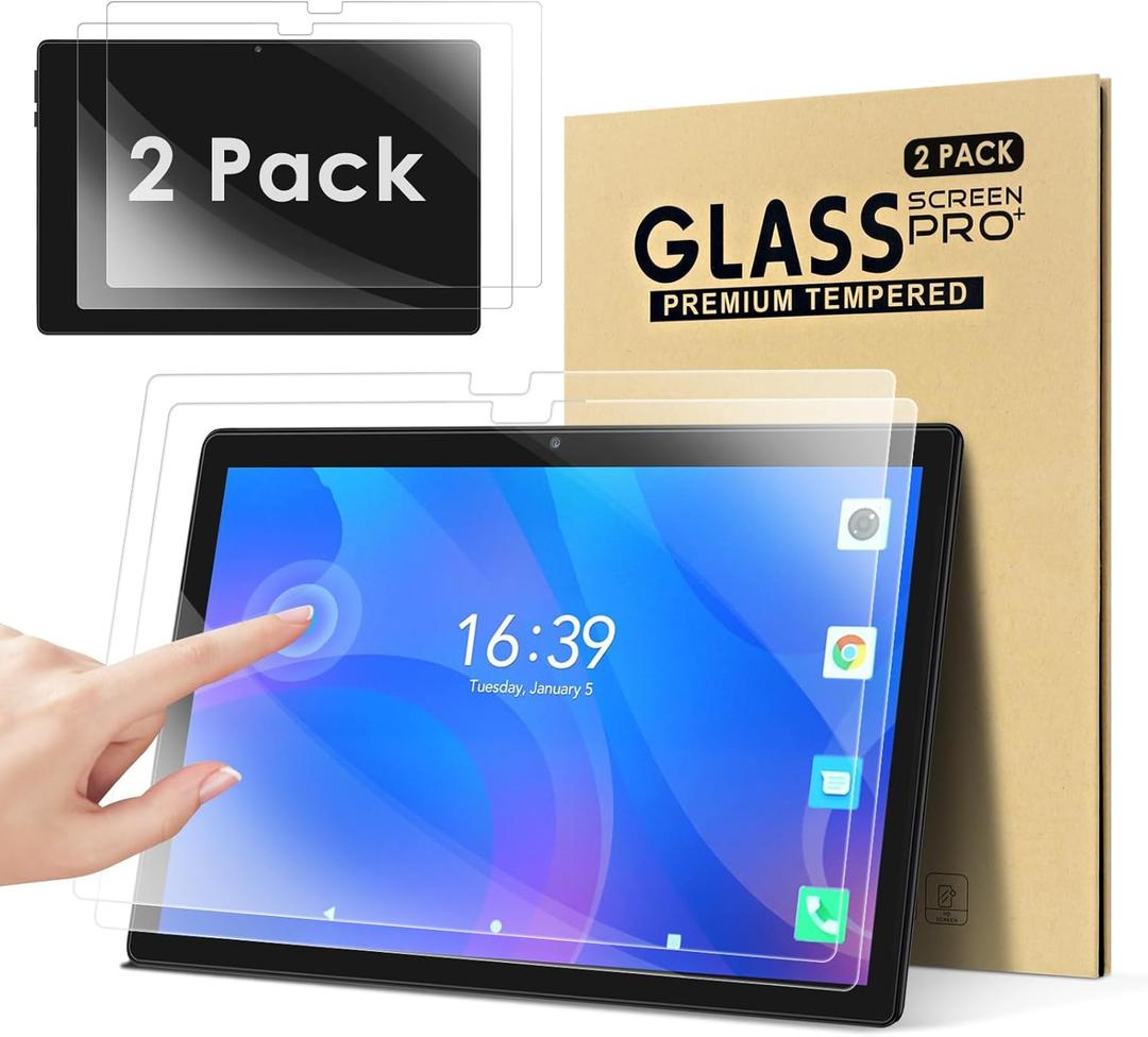 DETUOSI 2-PACK 10 inch Tablet Screen Protector [9.17" * 5.98" / 233mm * 152mm], Ultra-Clear Anti-Scratch Tempered Glass 10.1 inch Tab,Compare size of Tempered Glass Film with Size of your Tablet