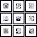 Yaetm 8x8 Picture Frames Black Set of 9, Square 8x8 Frame Displays 4x4 with Mat or 8 x 8 without Mat, Gallery Wall Frames for Wall Mounted (9 Pack, Black)