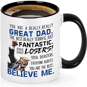 WENSSY Great Dad Mug, Funny Best Dad Gifts, Father's Day Father Gifts from Daughter, Funny Gift for Papa Husband, Dads Mug for Birthday 11 Ounce Black Handle