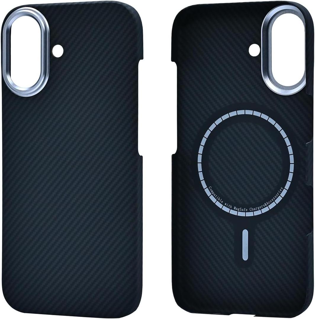 Carbon Fiber Case for iPhone 17, Compatible with Magsafe, Ultra Slim Lightweight Minimalist Case Built with Dupont Kevlar Aramid Fiber (Black, iPhone 17 Case)