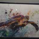 Extra Large Framed Sea Turtle Wall Art,Oversized Abstract Colorful Sea Nautical Wall Decor Pictures for Living Room,Canvas Print Painting Modern Artwork Bedroom Office Bathroom Home Decor 36L x24W