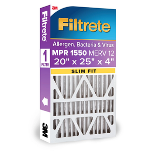 Filtrete 20 x 25 x 4 MERV 12 1550 MPR Slim Allergen, Bacteria and Virus Electrostatic Pleated Air Filter