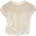 SOLY HUX Women's Contrast Mesh Sheer T Shirt Cap Sleeve Crewneck Slim Fit Tee Going Out Summer Tops (White, S)