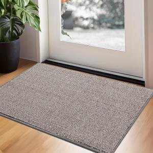 GRANNY SAYS Front Door Mat Indoor Entrance, Indoor Doormat Non Slip Washable, Low Profile Outdoor Welcome Mat, 32" x 20" Resist Dirt Absorbent Entryway Doormat for Floor, Grey (1'8" x 2'8" (Rectangular), Grey and Beige)