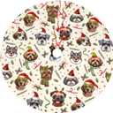 Cute Dogs Christmas Tree Skirt Holiday Party Supplies Decorations Halloween Xmas Tree Mat Farmhouse Decorations 30" (Red)