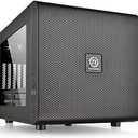 Thermaltake Core V21 SPCC Micro ATX, Mini ITX Cube Gaming Computer Case Chassis, Small Form Factor Builds, 200mm Front Fan Pre-installed, CA-1D5-00S1WN-00 Black