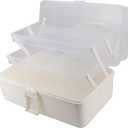 Avlcoaky Tackle Box Large 3 Layers Plastic Portable Storage Box Fishing White Tackle Box Organizer Art Craft Tool Box