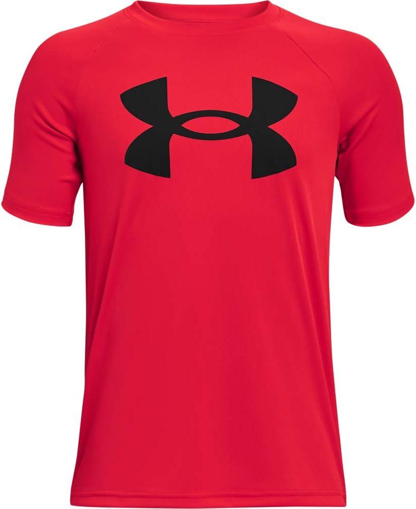Under Armour Boys' Tech Hybrid Printed Fill Short-Sleeve T-Shirt (X-Large, Red (600)/Black)