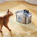 Cat Water Fountain Wireless - Stainless Steel 3.2L/108oz Cordless Pet Fountain - Battery Operated Automatic Water Dispenser for Cats Indoor, with Motion Sensor & Quiet Pump