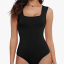 Women's Cute Square Neck Sleeveless Tank Tops Bodysuit Workout Top, XL