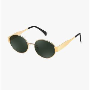 FEISEDY Trendy Retro Oval Sunglasses for Women Men Small Metal Frame Sun Glasses UV400 Shades B0124