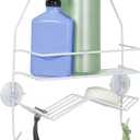 Zenna Home Rust Resistant Hanging Shower Caddy, Over the Shower Head Caddy with 1 Wide Shelf and Built In Soap Dish, Steel Bathroom Hanging Organizer, White