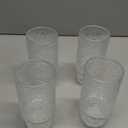 Drinking Glasses Set of 4, 16oz Textured Flower Design Cocktail Glasses, Stackable Old Fashioned Glass Cups, Vintage Glassware for a baby Shower Wedding for Kitchen and Bar - Dishwasher Clear