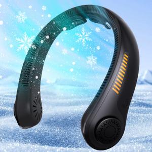 Portable Neck Fan - Rechargeable Personal Fan with Neck Support, 5-Speed Quiet Lightweight Long Lasting Neck Fan, Battery Operated Full Surround Cooling for Travel, Birthday Gifts for Men Women (Black)