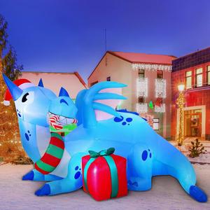 Joiedomi 6 FT Long Christmas Inflatable Dragon Outdoor Decoration, Christmas Blow Up Yard Decorations with Build-in LEDs, Xmas Inflatables Blow Up Dragon for Outside Lawn Garden Party Decor