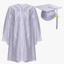 Newrara Unisex Shiny Kindergarten Graduation Gown Cap with Tassel White Size 30"