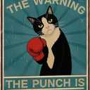 Funny Black Cat Metal Tin Sign,Vintage Cat Wall Art Decor for Kitchen Bedroom and Living Room 8x12 Inches