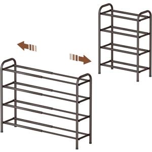 Gonfoam 4-Tier Expandable Shoe Rack,Adjustable Shoe Shelf Storage Organizer Heavy Duty Metal Free Standing Shoe Rack for Entryway Closet Doorway (Bronze)