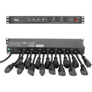Tecmojo 1U Rack Mount 19 Outlet PDU Power Distribution Unit Power Strip Circuit Breaker fits 19-inch AV/Network/Server Cabinet/Closet/Enclosure