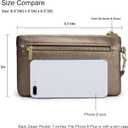 befen Genuine Leather Wristlet Clutch RFID Blocking Bag Cell Phone Wallet Purse Wristlet Wallet Purses and Handbags for Women (Metallic Bronze Pewter)