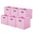 ShellKingdom Storage Bins, Foldable Fabric Storage Cubes And Cloth Storage Organizer Drawer with Metal Handle For Closet And Toys Storage, 11 X 10.5 X 10.5 INCH, 6 Pack (Pink)