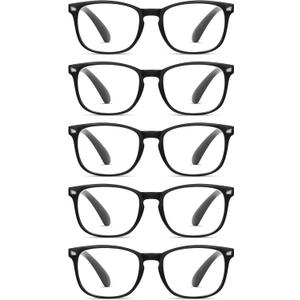 5-Pack CCVOO Mix & Match Reading Glasses for Women - Lightweight, Comfortable Fit, Clear Vision - Blue Light Blocking, +4.0