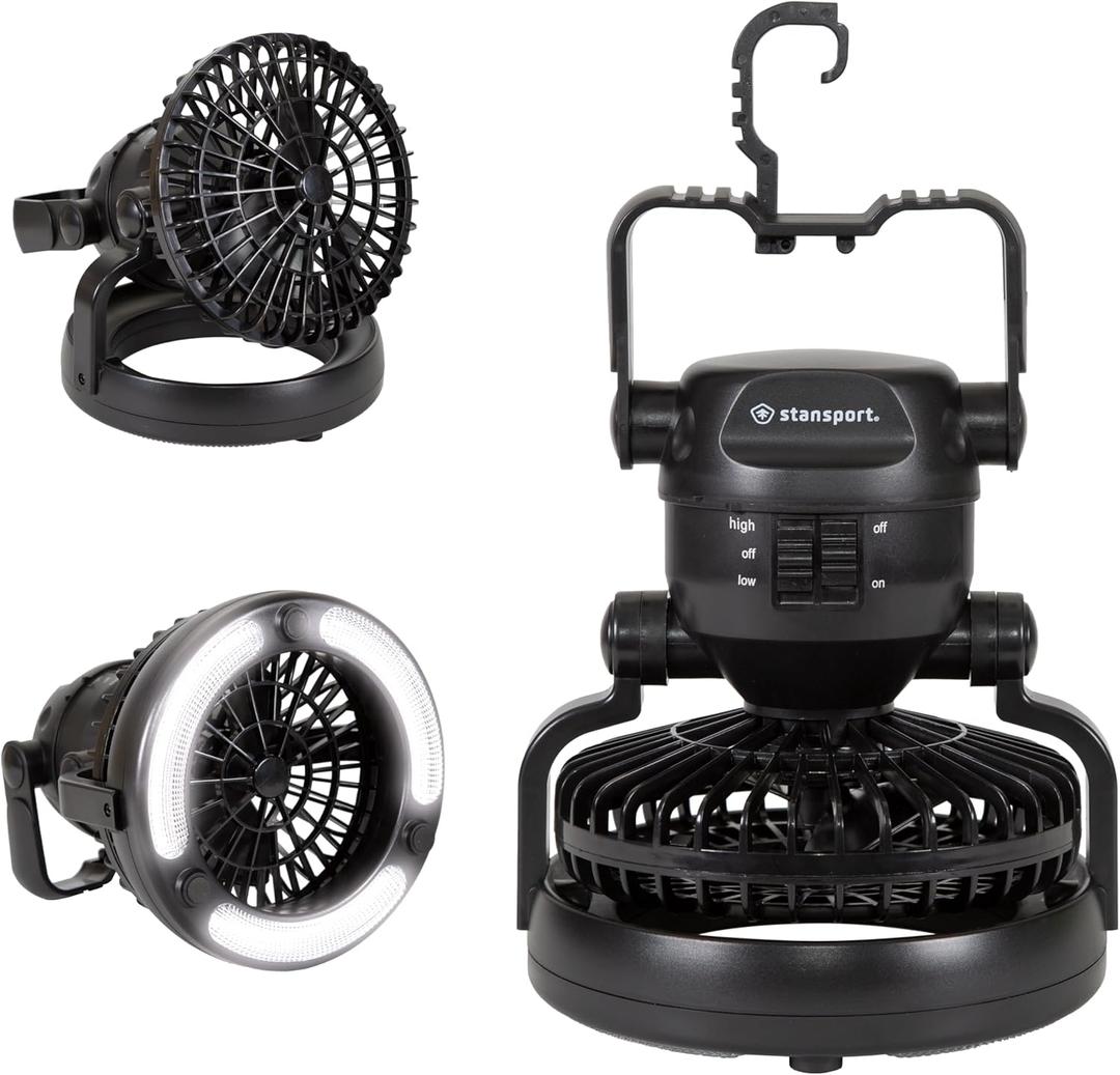 Stansport 450 18-LED Camping Lantern with Fan , Black