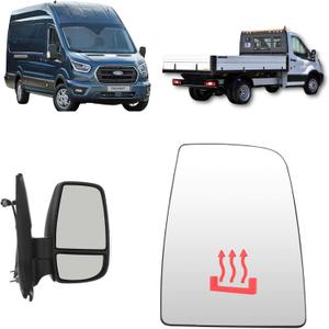 Aligoparts For Ford Transit 2014-2025 T150 T250 T350 MK8 Passenger Right Side Upper Mirror Glass Heated with Backing Plate & 2 Metal Clips - Replacement for CK4Z17K707D