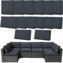 14Pcs Outdoor Cushion Covers Replacement Washable w/Zipper for 6-Seaters Sofa Patio Slipcovers Set Seat and Back Covers Only-25.6x25.6x3.9inch (Dark Gray)