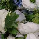 DearHouse 2Pcs Artificial Peony Flower Garland - Silk Peony Garland with Purple White Flowers for Wedding Party Table Decoration,6ft/Strand(White& Blue&Dark Blue)