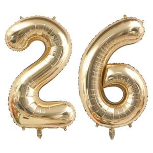 40 Inch Light Gold 26 Number Balloons Giant Champagne Gold Birthday Numbers 26 Foil Mylar Helium Large Digital 2026 Balloon White Gold 26th or 62nd Anniversary Party Decorations Supplies