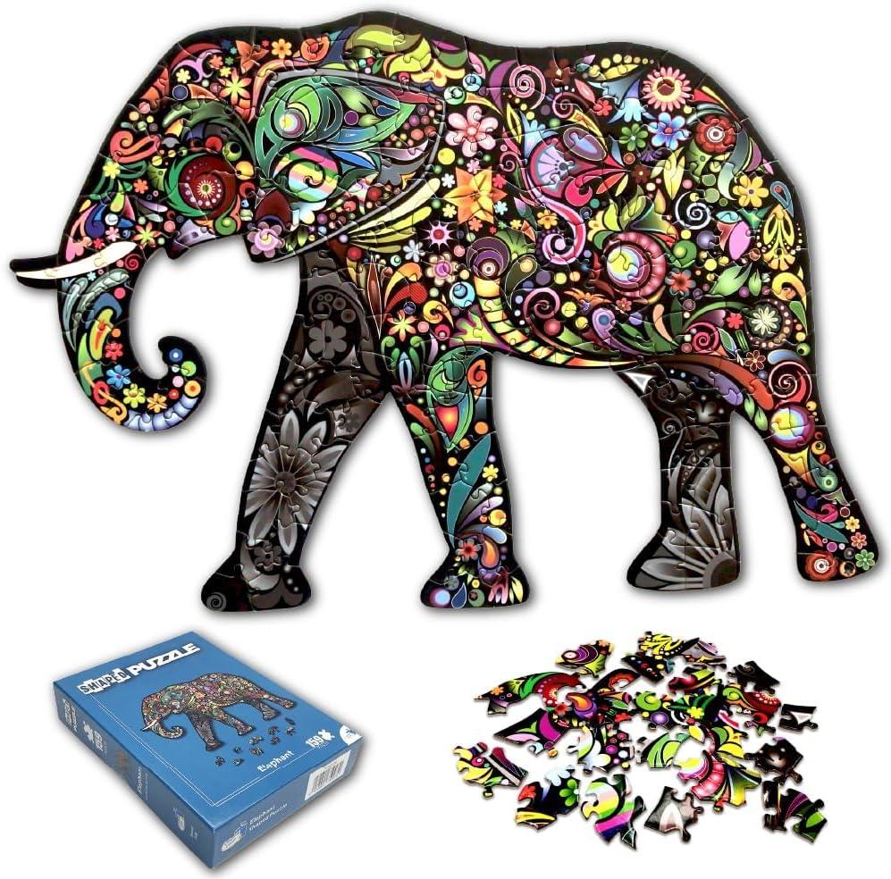 Animal Shaped Jigsaw Puzzles Adults and Kids Impossible Funny Education Puzzle (Elephant 159 Pieces)