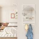 28" x 20" Entryway Mirror with Hooks, Bathroom Mirror with Shelf, Rectangular Frame Round Wall Mirror with Shelf and Hooks, Vanity Mirror Decorative for Wall(White)