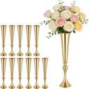 VEVOR 12 PCS Wedding Flower Vase, 21.7 in Tall Trumpet Flower Table Centerpieces, Banquet Vases Easy Installation, Electroplated Versatile Arrangement Stand for Party Events Home Decor Reception, Gold