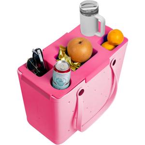 Organizer Tray Top for Bogg Bag  Cup Holder & Storage Lid Compatible with Bogg Bag XL - For Stanley 30oz 40 oz  Outdoor Beach & Travel Tabletop Insert  Easy to Clean (Rose Red)