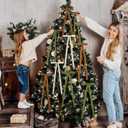 36 Pcs Large Velvet Bows for Christmas Tree 6 X16'', 3/4'' Wide Brown Green Cream Velvet Christmas Bow Ribbon Neutral Xmas Tree Ornament for Holiday Home Decor Wreath Door Garland Rustic Crafts