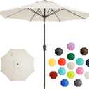 LOUNZY 9FT Large Outdoor Patio Umbrella Table Umbrella-UV Resistant,Easy Push Button Tilt and Crank,8 Sturdy Fiberglass Ribs Pool Umbrella for Patio,Backyard,Deck,Yard,Market