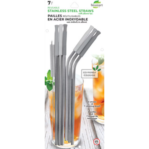 Biosmart Reusable Stainless Steel Straws With Silicone Tips 7 Pack