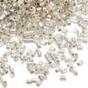 uxcell 1400Pcs Glass Bugle Beads, 1.9x1.5mm Tube Mini Loose Glass Seed Spacer Bead for DIY Earrings Necklaces Bracelets Jewelry Making (Silver Tone)