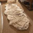 Ashler Faux Fur Rug, Fluffy Shaggy Area Rug Ultra Soft 2 x 6 Feet Sheepskin Fur Rug, Beige Fuzzy Rug Machine Washable Shag Rug, Nursery Decor Throw Rugs for Bedroom, Kids Room, Living Room