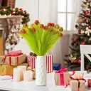 10 Pcs Christmas Tree Topper - 17" Christmas Tree Picks and Sprays Lime Green Curly Stems with Red Ball Artificial Xmas Decorations for Vase Fillers Wreath Home Party Holiday Docor